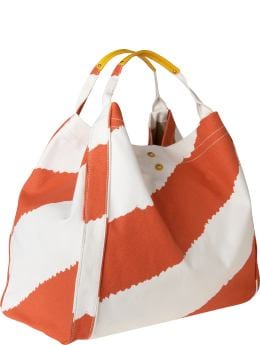 Women: Oversized canvas tote - orange stripe