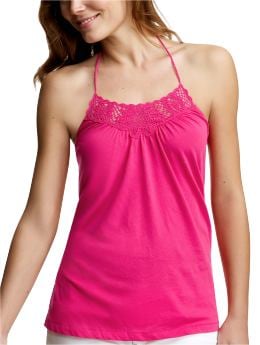 Women: Crochet halter top - bright claret