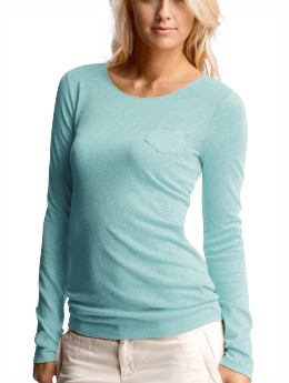 Women: Little pocket T - porcelain blue