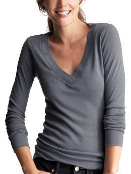 Women: Supersoft V-neck T - blue slate