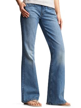 Women: Faded flare leg jeans - light