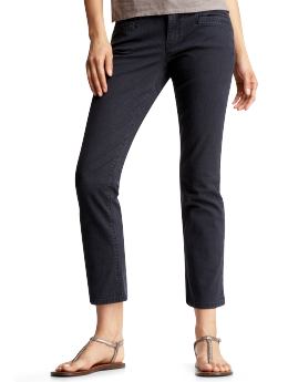 Women: Striped straight leg cropped jeans - stripe