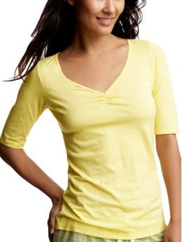 Women: Cropped sleeve T - lanai yellow