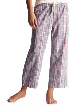Women: Cropped poplin pajama pants - whimsical plaid bergama