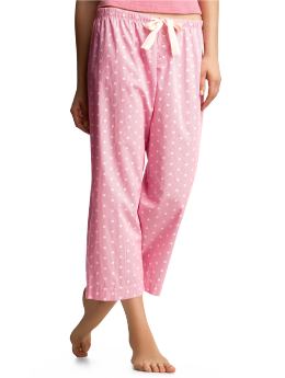Women: Cropped poplin pajama pants - striped w/ dot royal fuschia