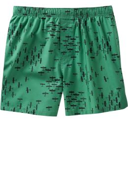 Men: Green plane boxers - arctic green