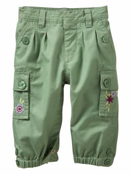 BabyGap: Embroidered cargo pants - green