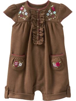 BabyGap: Embroidered short one-piece - brownie