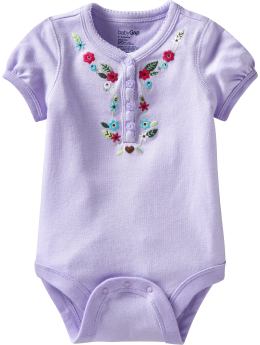 BabyGap: Embroidered flower henley bodysuit - spring lily