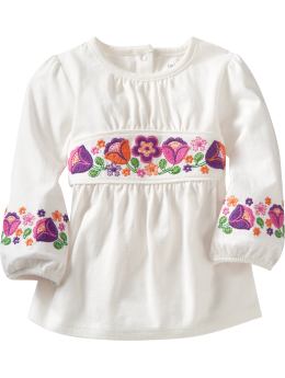 BabyGap: Embroidered flower top - off white
