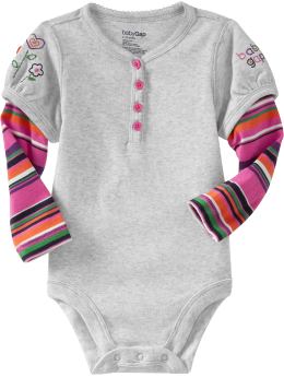 BabyGap: 2-in-1 henley bodysuit - heather gray