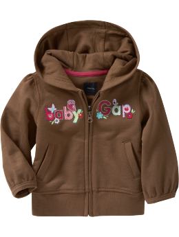 BabyGap: Girly logo zip-up hoodie - brownie