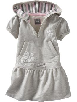 BabyGap: Flower knit hoodie dress - heather gray