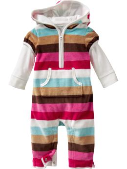 BabyGap: 2-in-1 striped velour hoodie one-piece - stripe
