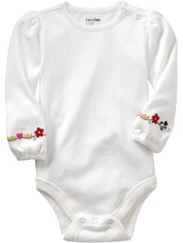 BabyGap: Embroidered flower bodysuit - off white
