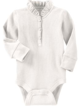 BabyGap: Waffle-knit ruffle bodysuit - off white