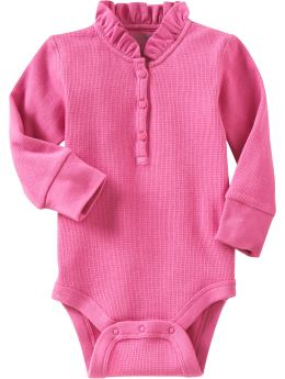 BabyGap: Waffle-knit ruffle bodysuit - light english rose