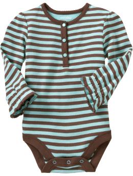 BabyGap: Striped henley bodysuit - aquarium