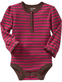 BabyGap: Striped henley bodysuit - bright ruby