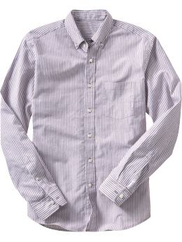 Men: Fitted striped oxford - malbec & white stripe