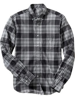 Men: Lightweight flannel shirt - clean coal plaid