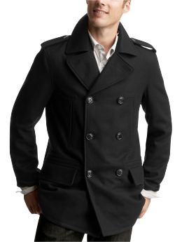 Men: Wool peacoat - true black