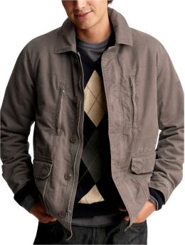 Men: Sherpa-lined field jacket - chino lichen
