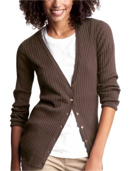 Women: Slim cardigan - novelty brown