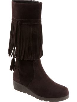 GapKids: Leather fringe boots - classic brown