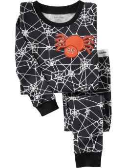BabyGap: Glow-in-the-dark spider web long sleep set - true black