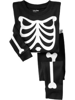 BabyGap: Glow-in-the-dark skeleton long sleep set - true black
