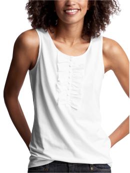 Women: Ruffle-front tank - optic white