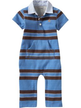 BabyGap: Striped polo one-piece - blue stripe