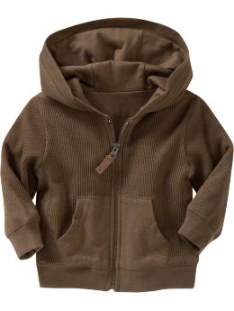 BabyGap: Waffle-knit zip-up hoodie - brown