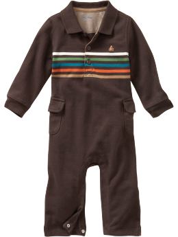 BabyGap: Striped polo one-piece - Brown