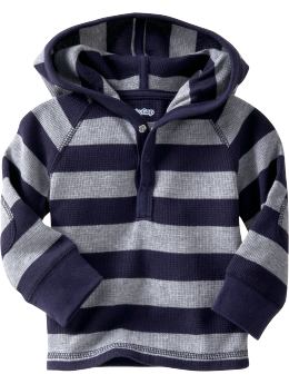 BabyGap: Striped waffle-knit hoodie - marine blue