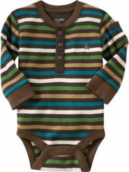 BabyGap: Waffle-knit henley bodysuit - brown stripe