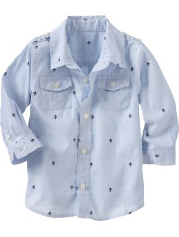 BabyGap: Embroidered epaulette shirt - clear sky