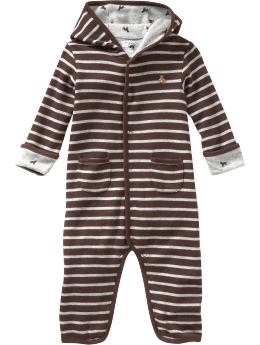 BabyGap: Striped hoodie one-piece - brown stripe