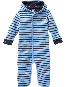 BabyGap: Striped hoodie one-piece - blue stripe