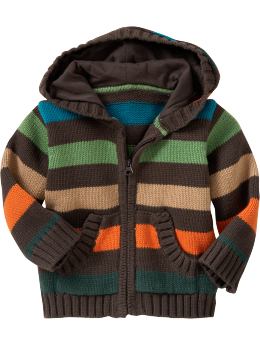 BabyGap: Striped zip-up sweater hoodie - brown stripe