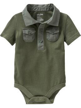 BabyGap: Jersey polo bodysuit - jungle green