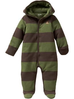 BabyGap: Padded Rugby hoodie one-piece - blue stripe