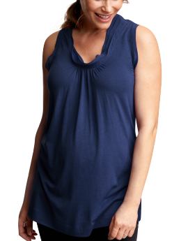 GapMaternity: Long pleated-neck top - pangea blue