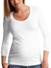 Long-sleeved stretch V-neck T