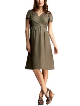 GapMaternity: Wrap-style ruffle dress - garland green