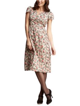 GapMaternity: Floral wrap-style ruffle dress - flower print
