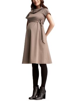 GapMaternity: Belted cowlneck dress - brown heather