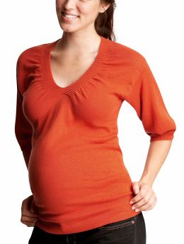 GapMaternity: Gathered-sleeve sweater - flame