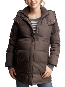 Long hooded puffer coat